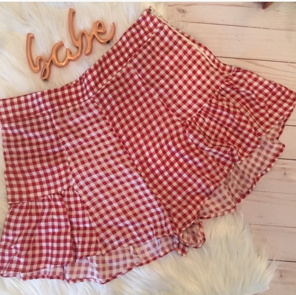 🌸SMYM- BNWoT Red GINGHAM Skippy SHORTS - Picture 3 of 5